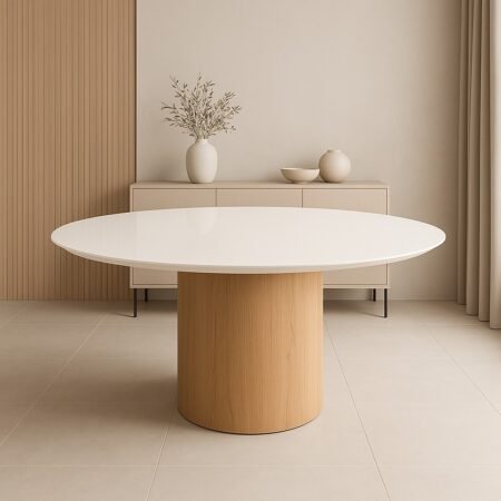 Mesa de Jantar Redonda Berlim, Mesa de jantar redonda, mesa de jantar para 6 pessoas, mesa de jantar 7 pessoas